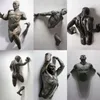 Dekorative Objekte Figuren 3D durch Wand Figur Skulptur Harz Galvanik Nachahmung Kupfer abstrakte Wohnzimmer Dekoration217S