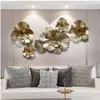 Wall Stickers Modern Wrought Iron 3D Gold Flower Mural Decoration Home Livingroom Hanging Crafts El Porch Sticker Ornaments 21340H D Dhi75
