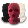 Winter Cold Warm Cover Three Holes, Black Masked Hat, Men's Knitted Head Cover, Face Mask With Exposed Eyes And Mouth 258991