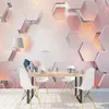 Custom 3D Wallpaper Modern Simple Pink Pentagon Geometric Wall Paper Living Room Bedroom Abstract Art Murals Papel De Parede 3 D245i