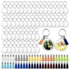 Chaveiros 50 conjuntos de acrílico po chaveiro com borlas diy inserção personalizada keyring claro imagem em branco durável fácil instalar