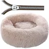 Round Removable Cover Dog Sofa Bed Dog Kennel with Zipper Washable Pet Bed Cat Mats Warm Sleeping Sofa for Large and Small Dog 211229E