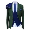 Herrenanzüge Männer 3 Stück Kerbe Revers Jacke Dunkelblaue Weste Hose Hochzeit Bräutigam Abschlussball Terno Masculino Slim Fit Maßgeschneidertes Kostüm Homme