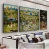 Картины, 3 панели, «Сад земной», репродукции Иеронима Босха, модульная картина, холст, настенное искусство для декора гостиной209m