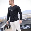 남성 체육관 스포츠 의류 패션 보디 빌딩 티셔츠 셔츠 셔츠 통기 피트니스 캐주얼 수컷 긴 소매 tshirt 240227