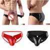 Briefs Panties Sexy Lingerie Mens Pvc Bright Leather Briefs Underwear Black Red Colors Drop Delivery Apparel Dheis