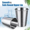 Stainless Steel Pint Cups Metal Cups Unbreakable Drinking Glasses Water Tumblers for Kids, Adults Indoor and Outdoor Use - Silver & Gold