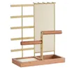 Storage Boxes Biaxial Jewelry Stand Removable Solid Wood Base Ring Box Earring Rack Necklaces Rings Easy Install