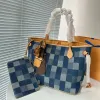 新しいファッションラグジュアリーブランドBlue Denim Jacquard Cross Body Shourdled Bags Designer Printed Cross Body Women Totesバッグ