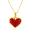 Shuibei – collier d'amour Double face en or 18 carats, pendentif en Agate rouge Au750, Beimu blanc, cœur de pêche, Double face, portable pour femme 022