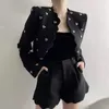 Women Trenda Tweed Kurtka do fali sprężynowej Serce Bluckle Kuit Cardigan Coat