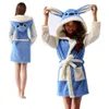 Point bleu Robe de bain à capuche femmes peignoir dessin animé Homewear Animal chaud flanelle Robe de chambre Robes douces vêtements de nuit Kigurumi301k