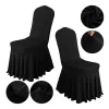 Chair Covers Lycra Wedding Chair Cover Party Decoration Spandex With Skirt Pleated Use Elastic Stretch Dining Luxury Birthday el Banquet 230706