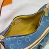 Denim Vintage Designer Shoulder Bag Women Tote Bags Handbag travel bag Carryall Old Flower Underarm Bag Print Purse Backpack Gold Hardware Pouch Blue bag