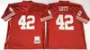 Retro Football 16 Joe Montana Jersey 1989 1994 Vintage 42 Ronnie Lott 80 Jerry Rice 8 Steve Young Tudo costurado vermelho preto branco cor 75º aniversário para fãs de esporte