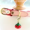 Dog Collar Leash Pet Accessories Cattlehide Real Leather Lychee Texture Cowhide Pink Red Cowskin Rhinestone Buckle Calfskin New214i