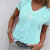 Koszulka damska W V-Neck krótkie SLE Casual pentagram nadruk T Shirt Women 2022 Summer Plus Size 5xl Tops Tshirt T-shirt koszulka Femme S-5xl L24312