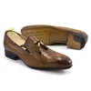 Casual Schuhe Krokodil Muster Echt Leder Männer Schuhe Vintage herren Business Hohe Qualität Mann Kleid Quaste A120