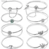 Pulseras de plata de ley 925 con cuentas 17-20 CM Original hoja trébol mariposa corazón pulsera ajuste DIY dijes cuentas moda mujer joyería L24213