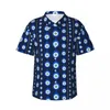 Men's Casual Shirts Evil Eye Print Beach Shirt Man Blue And Gold Hawaiian Short Sleeve Design Trendy Oversized Blouses Gift Idea