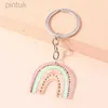 Keychains Lanyards New Colorful Rainbow Keychains for Car Key Souvenir Gift for Women Men DIY Handbag Pendants Hanging Key Ring Jewelry Accessories ldd240312