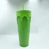 Tumblers 24oz Halloween Christmas Tumbler Double-Layer Plastic Water Cup Storkapacitet Green Straw Party Coffee Gifts