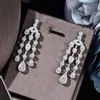 Halskette Ohrringe Set Mode Zirkonia Brautschmuck Für Frauen Quaste Wassertropfen Ohrring 4 Stück Hochzeit Zubehör