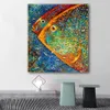 Abstract Colorful Fishes Painting Posters and Prints Modern Cuadros Art Decorative Wall Pictures For Living Room Home Decor207r