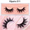 Visofree 3D Nertsen Wimpers 10 pairslot Valse Wimpers Piekerige Luxe Herbruikbare Fluttery Fake 16mm Make-Up 240311