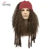 Strongbeauty Pirate Wig Cosplay Jack Sparrow Kaptan Peruk ve Tam Aksesuar Sentetik Saç 240312