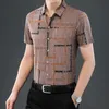 Camisas informales estampadas de verano para hombre, camisa de playa de negocios, finas y suaves, camisetas de secado rápido, camiseta interior con solapas para hombre 240312