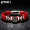 Bangle Reamor 316L Stal nierdzewna Kobieta Bracelets Bracelety Kwiat Totem Banles Trendy podwójnie pleciona skóra z magnetyczną klamrą bransoletki LDD240312