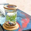 1PCS Glass Betta Fish Tank Bamboo Base Base Base Mini Fish Tank Decoration Accessories Rotate Decoration Fish Bowl Aquarium Accessories Y200239S