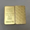 10 Stück nicht magnetische Barren 1 Unze vergoldeter Goldbarren Schweizer Souvenirmünze Geschenk 50 x 28 mm mit unterschiedlicher Seriennummer 207P