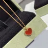 V-Halskette Fanjia LUCKY Love Red Jade Medal Rose Gold Halskette 925 Silber Classic Heart Shaped Pendant Collar Chain Gift