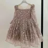 Robe de soirée d'automne et d'hiver pour filles, paillettes scintillantes, manches longues, princesse bouffante, pour anniversaire formel, E0718 240301