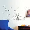 Autocollant mural le petit Prince, lune et étoiles, en vinyle, décor de chambre d'enfants et de bébés, sparadrap muraux 300T