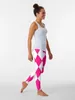 Pantalon actif rose vif motif arlequin Leggings femmes Gym Legging femmes soulève les fesses