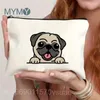 Sacos cosméticos bonito cão animal imprime lona saco de maquiagem kawaii casos de luxo para organizador de viagem bolsa de armazenamento dobrável feminino