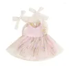 Vestidos de menina fofa criança bebê garotas vestido princesa vestido de verão sem mangas bordados floral bowknot tule tule A-line birthday time