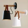 85-220V mur LED lampe en bois E27 moderne nordique Design salon mur lampe de chevet veilleuse appliques ceinture abat-jour 179V