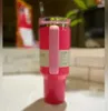 Tassen US Stock Pink Parade Tumbler löschen gleiche 40 Unzen Autobecher -Wasserflasche mit Edelstahlbecher Griff Deckel und Stroh 1222 L240312