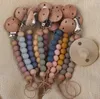 Safety Wood Baby Spädbarn Småbarn Silikon Soother Nipple Clip Chain Holder Rem Baby Chew Toy for Baby