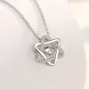 S925 Silver Star Pendant Statement Necklace Zircon Diamonds Women Girls Lady Swarovski Elements Jewelry
