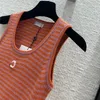 24夏の女性デザイナーティーデザイナートップ文字刺繍ボディコーションTシャツ女の子ミラノ滑走路ストライプトップブランドデザイナーアウトウェアシャツベストキャミソール