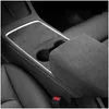 Andra interiörstillbehör för Tesla Model 3 Y 2022 Central Control Panel ER Suede Decoration Center Console Protective Sticker Kit BL OT2UO