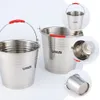 Balde de aço inoxidável engrossado vaso galvanizado leite multiuso casa metal suporte água lidar com lata de lixo 240307