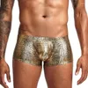 Onderbroek Sexy Homo Ondergoed Mannen Boxers Slangenhuid PU Leer Penis Lage Taille U Bolle Pouch Cueca Masculina Plus size M-XXL