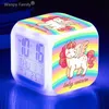 Andere Uhren Zubehör 2024 Neues süßes Einhorn 7 Farbwechsel-LED-Wecker Kinderzimmer Touch Sensing Wake Up Tiemr für KindergeburtstagsgeschenkeL2403