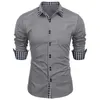 Chemises décontractées pour hommes Hommes Plaid Blouse à manches longues Bouton Down Fit Robe formelle Tops Tee Mens Shirt Costume de mode